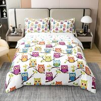 Feelyou Owl Bedding Set Full 3D Animal Printed Comforter Cover Set for Kids Adults Bird Decor Duvet