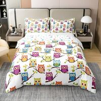Feelyou Owl Bedding Set Twin 3D Animal Printed Comforter Cover Set for Kids Adults Bird Decor Duvet 