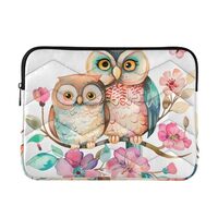 Watercolor Cute Owl Couple Flowers Laptop Sleeve Case for 13-14 Inch Notebook, Portable Computer Bag