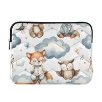 Watercolor Owl Fox Bear Bird Clouds Laptop Sleeve Case for 13-14 Inch Notebook, Portable Computer Ba