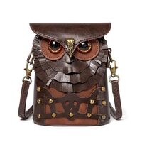 Vintage Steampunk Owl Crossbody Bag, Women's Renaissance Gothic Style Small Sling Handbags, Cre