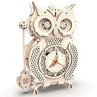 3D Wooden Puzzles Owl Clock for Adults, Wood Creative Mechanical Puzzles Assembly Model Building Kit