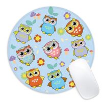 Cute Owls Round Mouse Pad,Funny Small Mouse Pad with Non-Slip Rubber Base,Mouse Mat,Home Office Deco