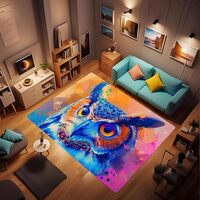 CVDSGEW Owl Animal Area Rug, Flashing Vigilant Light in The Night Sky, Eyes as Sharp as Swords. Blue