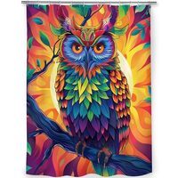 Snuqevc Colorful Owl Bathroom Shower Curtain Set for Kids Adult, Watercolor Bath Curtain Waterproof 