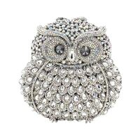 DJBM Women Cute Owl Small Clutch Luxury Twinkling Rhinestone Evening Handbag for Wedding Party Owl C