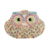 DJBM Women Cute Owl Small Clutch Luxury Twinkling Rhinestone Evening Handbag for Wedding Party Owl B