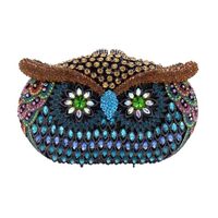 DJBM Women Cute Owl Small Clutch Luxury Twinkling Rhinestone Evening Handbag for Wedding Party Owl A