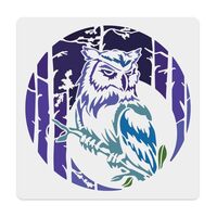 NBEADS Owl Painting Stencil, 11.8x11.8 Inch Forest Moon DIY Art and Craft Stencils Hollow Out Drawin