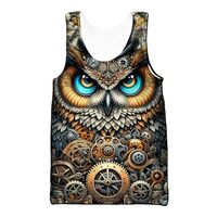 Funny Animal Owl Bird 3D Printed Harajuku Streetwear Top Cool Summer Casual Short Sleeve Shirt, Slee