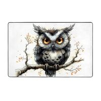 Area Rugs for Living Room Decor - Whimsical Owl On Branch 3x5 Anti Slip Throw Washable Rugs for Bedr