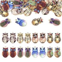 Beadthoven 32Pcs Owl Enamel Connector Charms for Jewelry Making, Alloy Colorful Rainbow Bird Animals