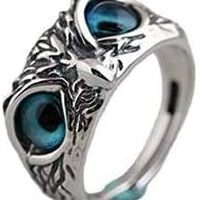 JONKY Halloween Eye Owl Ring Silver Retro Animal Rings Adjustable Open Ring Fingers Accessories for 