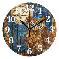 Qumton Retro Owl (3) Wall Clock, Round Silent Non-Ticking Quartz Battery Operated Wall Clocks for Li