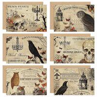 Whaline 36 Pack Halloween Greeting Cards Vintage Owl Crow Skull Blank Note Cards with Envelopes Stic