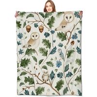 VODRM Cute Owl Blanket Woodland Bird & Floral Throw Blankets,Birthday Gifts for Women Girls &