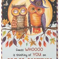 BlinkWishes Halloween Card, Greeting Card Halloween Owl, Spooky Halloween Greetings Card, Haunted Ho