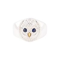 COPPERTIST.WU Custom Owl Ring 925 Sterling Silver&24k Gold Retro Bird Rings Jewelry Gift for Men