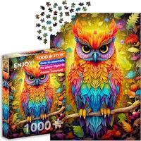 ENJOY Puzzle Rainbow Forest Owl in Autumn Leaves Tree – 1000 Pieces Jigsaw Puzzle for Adults &