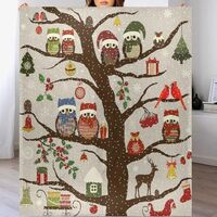 QUGRL Throw Blanket for Couch 50x60 Inches Christmas Owl Birds Soft Cozy Flannel Fleece Custom Blank