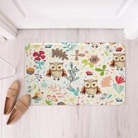 Erosebridal Owl Bath Mat for Kids Girls 20"X32" Cute Owl Bird Door Mat for Boys Woodland L