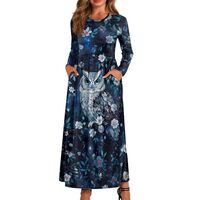 Poetesant Dresses for Women 2024 Plus Size Casual Dresses Trendy Crew Neck Long Sleeve Dress A line 