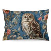 Keebik William Morris Style Vintage Flowers Animal Owl Throw Pillow Cover Soft Decorative Throw Pill