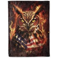 BIWOTU Patriotic Owl Blanket - Ultra Soft, Cozy, Lightweight Flannel Throw - Warm, Fuzzy Plush Blank