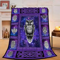 Owl Blanket Soft Cozy Owl Throw Blanket Gifts for Women Gilrs Super Plush Warm Purple Galaxy Owl Stu