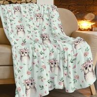 Owl Blanket Super Cozy Soft Owl Flower Throw Blanket Warm Plush Fluffy Owl Stuff Gifts for Women Gir