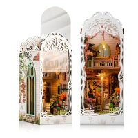MUYOLO Book Nook Kit, 169Pcs 3D Garden House with Dust Cover DIY Booknooks Diorama with LED, Wooden 