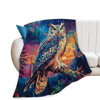 Owl Blanket Plush Cozy Forest Galaxy Throw Blankets for Girls Boys Women Men Flannel Fleece Ultra So