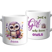 pundo authentic Personalized Owl Coffee Mug Just A Girl Who Loves Owls Ceramic Cup 11Oz 15Oz Cute Gi