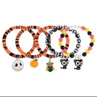 Agriajun Halloween Stack Bracelets Set for Women, Gothic Skull Ghost Skeleton Pumpkin Cat Owl Charm
