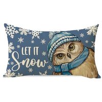 Ussap Winter Owl Blue Lumbar Decorative Throw Pillow Cover 12 x 20, Let It Snow Rectangle Cushion Ca