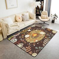 Feelyou Fun Woodland Campsite Area Rug 5x7 for Girls Boys Kids Owl Decorative Carpet Room Decor Wood