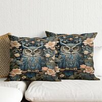 William Morris Throw Pillow Covers 18x18 Inch Vintage Owl Throw Pillows Covers for Couch Bed Modern 