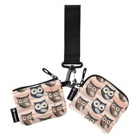 Freehand Brushwork Style Owl Mini Zip Around Wristlet Wallets with Detachable Women Dual Pouch