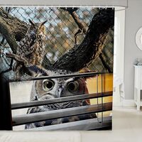 Manfei Wild Owl Fabric Shower Curtain,Nature Animal Jungle Tree Branch Wildlife Shower Curtain for B
