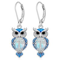 Owl Earrings for Women Tree of Life Sterling Silver Owl Earrings Dangle Moonstone Celtic Family Tree