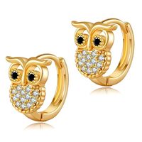 Owl Earrings 14K Gold Plated Animal Hoop Earrings with CZ Trendy Animals Crystal Hypoallergenic Clip