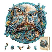 Wooden Puzzles for Adults - Embossed Owl Puzzle, Unique Shape Wooden Jigsaw Puzzle for Adults, Wood