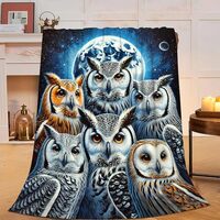 Owl Blanket Soft Warm Cute Owls Fleece Plush Throw Blanket Cozy Fluffy Owl Bird Moon Flannel Bedding