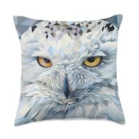 Snowy Owl Cubism Animal Wildlife Pattern Throw Pillow