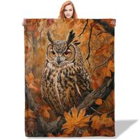 Plistiz Autumn Owl Throw Blanket 50"x60", Owl Theme Blankets for Living Room Couch, Home D