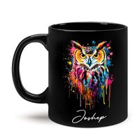 Personalized Name Owl Animal Coffee Mug, Custom Owl Black Cup, Gift For Men Women, Unique Colorful O