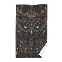 FENOCHE Mecha Owl Cyberpunk Black & Gold Bath Towels 100% Cotton Highly Absorbent Hand Towel for