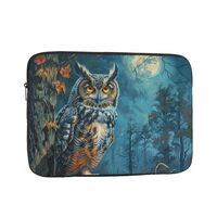 Halloween Seasonal Owl Laptop Sleeve 17 inch, Pumpkin Lantern Laptop Case Protective Computer Access