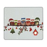 Cute Christmas Owls on Branch Print Mousepad for Gaming Office Computer Rectangle Funny Design Rubbe