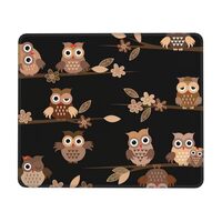 Cute Brown Cartoon Owls Print Mousepad for Gaming Office Computer Rectangle Funny Design Rubber Mous